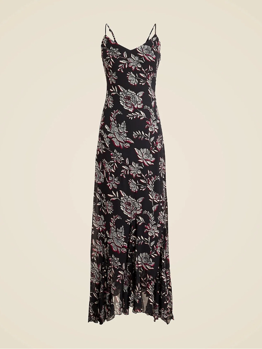 J.crew flounce hem slip dress in floral chiffon